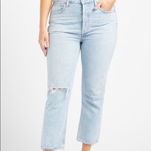 Agolde Riley Distressed High Rise Straight Leg Jeans